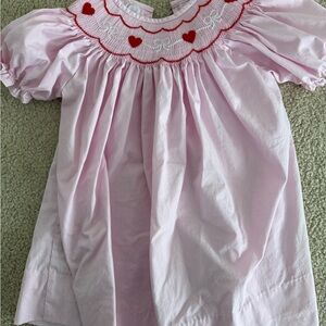 Lillie & Lilah Heidi Heart Pink Smocked Kids Dress 3T